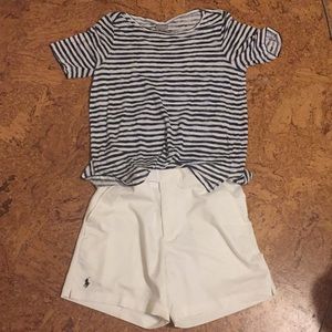 100% Linen blouse, nautical blue and white